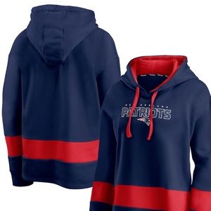 New England Patriots Fanatics Branded Women's Pullover Hoodie-Navy/Red Size L